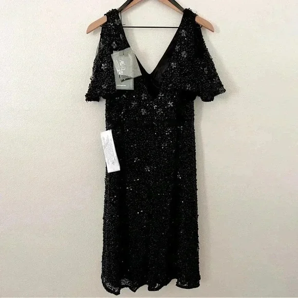 NWT Mac Duggal Cold Shoulder Sequins Dress - Picture 8 of 8